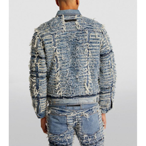 Coated Washed <b>Light</b> High Street Style Denim Jeans <b>Jackets</b> for Men with Covered Button Closure Customizable with OEM services - Product Image 3