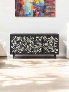 Hot Selling Modern Farmhouse Eco-Friendly Bone Inlay Dresser Brown Floral Pattern Chest <b>6</b> <b>Drawers</b> Direct Factory Price India - Product Image 5