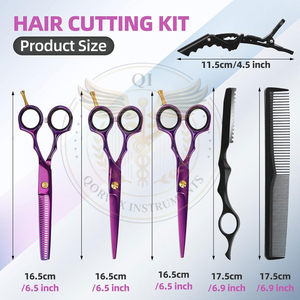 ชุดกรรไกรตัดผมมืออาชีพ ชุดกรรไกรตัดผมบาร์เบอร์พร้อมกรรไกรสแตนเลส กรรไกรซอยผมสำหรับผู้ชายและผู้หญิง - Product Image 5