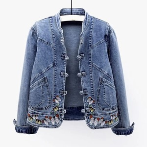 Women's <b>Denim</b> <b>Jacket</b> Floral Embroidery Casual Stonewashed Cotton Spring Style - Product Image 6