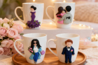 Vente en gros de tasses en céramique en argile polymère 3D avec logo personnalisé pour cadeau