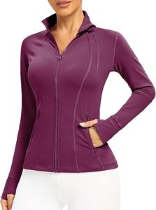 Chaqueta Deportiva Morada de Manga Larga con Media Cremallera para Mujer, Transpirable, de Spandex y Poliéster, Color Sólido, Corte Regular, con Bolsillos - Product Image 2