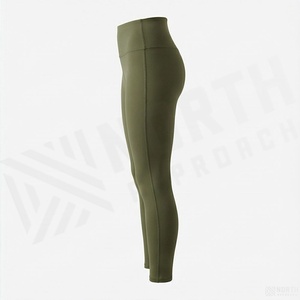 High Waist <b>Seamless</b> <b>Leggings</b> Full Length Solid Color Knitted Stretch Women's Yoga Pants Olive Green All Seasons - Product Image 3