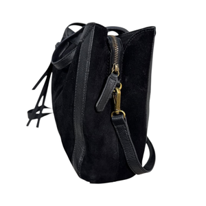 Sac à main pour femme en cuir suédé 100% authentique, doublure en toile, grande capacité, fermeture éclair, accessoires de haute qualité, noir, luxueux, usage quotidien - Product Image 3