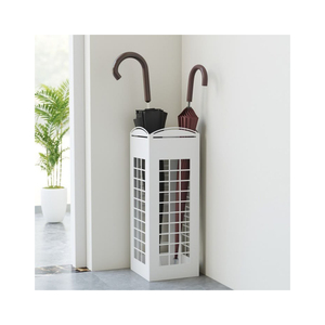 Porte-parapluie minimaliste en métal blanc, design moderne, support de rangement décoratif haut de gamme pour hall d'hôtel, maison ou bureau - Product Image 5