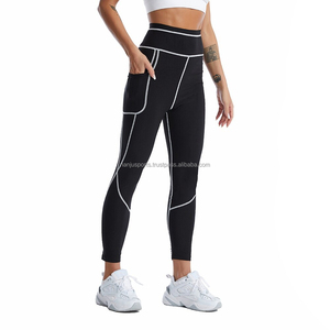 Women's High Waist Yoga Gym Workout <b>Leggings</b> 2022 Wholesale Casual Breathable Training Wear with Contrast <b>Stitching</b> - Product Image 5