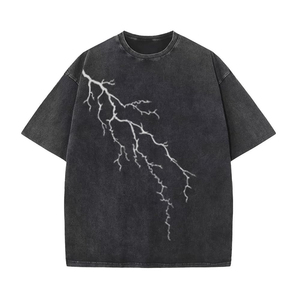 Wholesale Mens High Quality Oversized Acid <b>Wash</b> T Shirt Heavyweight Cotton Crew Neck Short Sleeve Stone Washed Tee Front Logo - Product Image 2