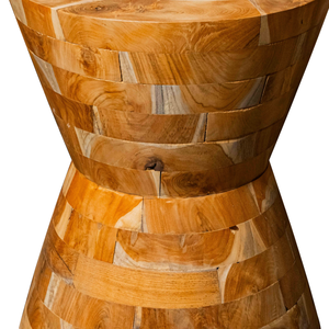 ARTERRA Meubles de salon de luxe, table d'appoint en teck faite à la main, style rustique, motif de grain naturel, studio - Product Image 4