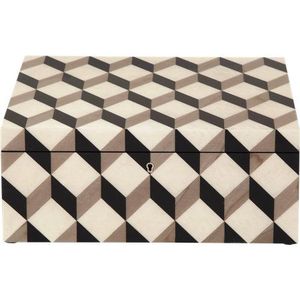 Caja de Joyería de Resina y Madera con Tapa, Precio al por Mayor, Patrón Geométrico, Almacenamiento con Cerradura, Decoración para Mesa y Hogar - Product Image 1