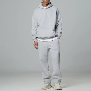 Men Oversized Baggy Tracksuit Custom Streetwear Two Piece Sweat Set <b>Lightweight</b> Hooded Eco-Friendly Embroidery Logo OEM <b>Jogger</b> - Product Image 2