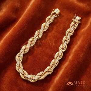 Gold <b>Rope</b> Link <b>Bracelet</b> Moissanite Fine Chain Link <b>Bracelet</b> Fashion Jewelry Daily Wear Gift Style Miami Chicago - Product Image 3