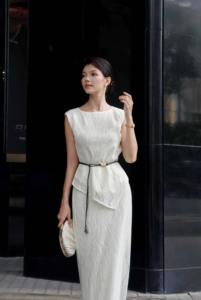 Women's Vintage Soft Lace Fabric Two-Piece Set Stretch Lining Long Button Peplum Top Flared Pants Elegant Office Outfit <b>PAN</b> - Product Image 2