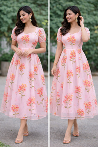 Tissu Georgette Imprimé Numérique Luxueux et de Qualité Supérieure, Motifs Floraux Multicolores Exquis et Artistiques Contemporains - Product Image 6