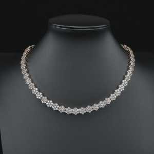 Luxury Flower Tennis Necklace 925 Sterling Silver Sparkling <b>Iced</b> <b>Out</b> VVS Moissanite Diamond Hip Hop <b>Chain</b> Unisex Wedding Wear - Product Image 1