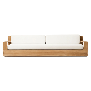Canapé d'extérieur de style minimaliste moderne en teck durable, canapé de salon contemporain avec coussins moelleux, mobilier de jardin de luxe - Product Image 4