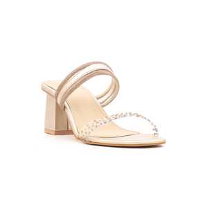 Sandales à talons dorées FN7545 Pantoufle élégante au design complexe - Product Image 3