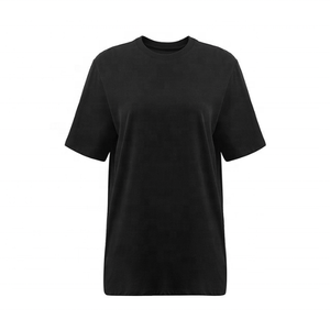 100% algodón señoras calidad de lujo hip hop slim fit niñas camisetas de secado rápido personalizado chenille bordado cuello redondo Camiseta negra - Product Image 1