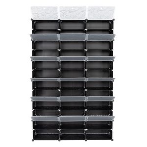 Portascarpe portatile a 12 livelli da 72 paia Organizer 36 griglie a torre portaoggetti con tacco espandibile stivali pantofole nere - Product Image 5