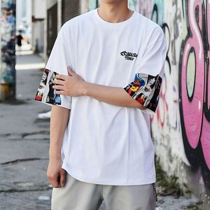 Venta al por mayor 100% algodón hombres camiseta de verano logotipo personalizado de talla grande elegante de gran tamaño impreso corte suelto largo patrón sólido - Product Image 2