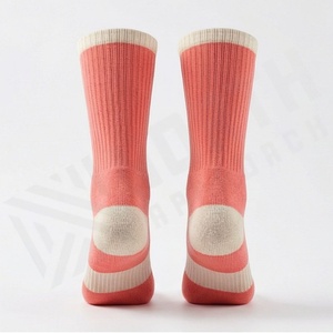 Crew <b>Socks</b> Solid Coral Color Knitted Breathable Cotton Polyester Spandex Adult Casual Daily Wear Summer Style - Product Image 2