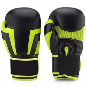 Gants de boxe de qualité supérieure, noirs néon, pour l'entraînement, gants professionnels d'arts martiaux, gants de combat en cuir, gants de Muay Thai pour hommes - Product Image 1