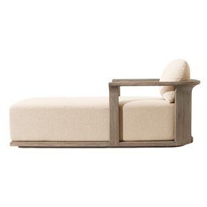 Tumbona de Madera de Teca Minimalista Japonesa para Exteriores, con Reposabrazos Curvos Esculturales, Chaise Longue Moderna para Patio, Villa o Resort - Product Image 6