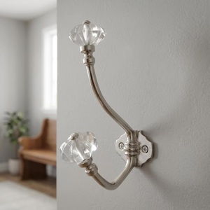 Ba Metal Wall Hooks With <b>Crystal</b> <b>Knobs</b> 3 Hooks Multifunctional Luxurious Design For Home Use - Product Image 3
