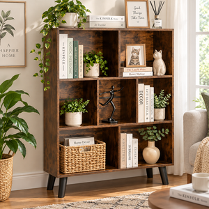 Étagère de rangement en bois en forme de cube avec dossier, style scandinave moderne, meubles de bureau à domicile, autoportante - Product Image 5