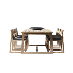 Mobilier d'extérieur de style scandinave de haute qualité ensemble de salle à manger en teck mobilier d'intérieur d'extérieur ensemble table et chaises de salle à manger - Product Image 4