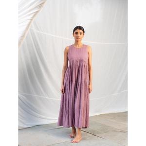 Vestido Maxi de Algodón Verde Oliva de Alta Demanda, Corte A, Manga Casquillo, Cuello en V, Transpirable, Antiestático, Estilo Sencillo, con Bolsillos, para Primavera - Product Image 2