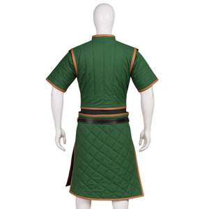 Gambesón Medieval Acolchado Verde de Alta Calidad, Túnica con Mangas Cortas, Disfraz para Reenactment LARP con Correas de Cuero - Product Image 3