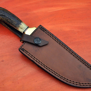 Couteau de chasse/découpe en acier Damas fait main sur mesure, manche en corne de cerf empilée, lame droite, pour camping et survie en extérieur, OEM - Product Image 3