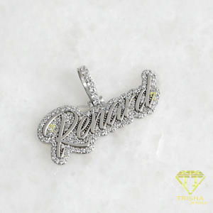Luxury Moissanite Diamond Script Name Pendant Necklace With Accent Lettering And Brilliant Sparkling Stones For Wholesale - Product Image 1