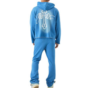 Can Be Customized Street Wear High Quality Clothing Jogging Flare Pants Puff Printing <b>Tech</b> Fleece Tracksuit for Men - Product Image 4