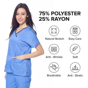 Uniformes Médicos Transpirables Personalizados Unisex, Conjuntos de Uniformes con Cuello Alto y Manga Corta, Tela de Lona, Detección de Agujas - Product Image 2