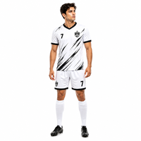 Colección de Uniformes de Fútbol Unisex Transpirables Personalizados de Primera Calidad, Conjunto de Camiseta y Pantalones Cortos de Fútbol Profesional, Impresión por Sublimación, Negro 3D