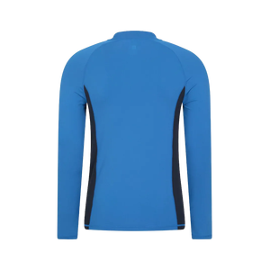 Chemise de compression à manches longues pour homme, bleue, à séchage rapide, coupe ajustée, sportive, col rond, en polyester tricoté - Product Image 3