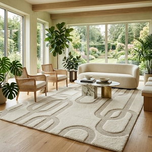 Handmade Moroccan Style High Low Loop & Cut Pile Tufted Wool <b>Rug</b> Modern Luxury Area Carpet Custom Size Wholesale Factory Rate - Product Image 1