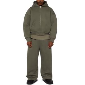 Ensemble de survêtement décontracté 100 % coton léger grande taille avec impression graphique personnalisée pour homme – Sweat à capuche et pantalon de jogging - Product Image 2