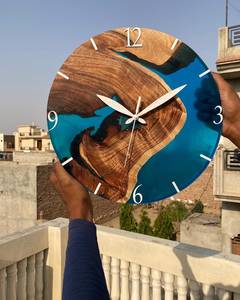 wooden epoxy wall <b>clock</b> custom made epoxy wall <b>clock</b> handmade wall <b>clock</b> resin wall <b>clock</b> in wood - Product Image 4