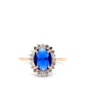 Luxury oval royal blue sapphire diamond halo <b>ring</b> <b>crafted</b> for weddings anniversaries and premium gemstone jewelry - Product Image 1