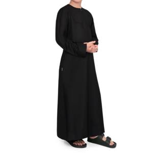 Túnica Musulmana Personalizada para Hombres del Medio Oriente, Caftán con Cuello Alto, Islámico, Talla Grande, Manga Larga, para Niños, Modesto, de Algodón - Product Image 2