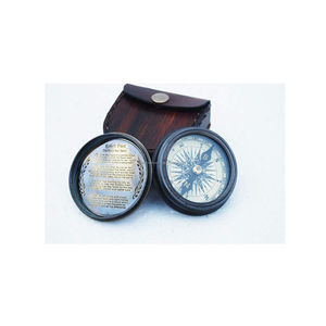 Brújula de bolsillo Náutica de latón Vintage Robert Frost Poema inscrito Dial digital Cuero Senderismo Navegación - Product Image 4