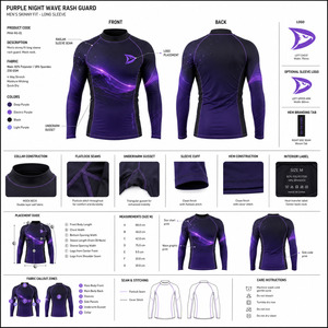 Wholesale Raised Rubber Print Breathable 220g Polyester/Nylon Unisex Adult Full Sleeve Jiu Jitsu MMA BJJ Rash Guard - Product Image 5