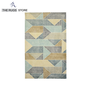 Tapis en laine tufté à la main, style nordique abstrait géométrique, motif triangulaire moderne, tapis de luxe - Product Image 3