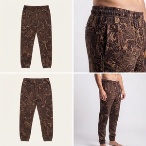 Pantalon imprimé pour homme, taille élastique avec cordon de serrage, joggers décontractés, respirant, poids moyen, mélange polyester-coton, style automne - Product Image 4