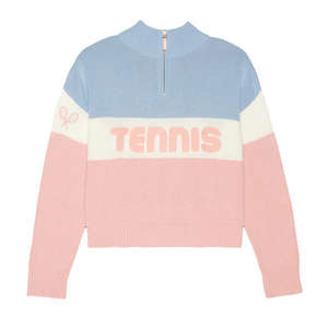 Suéter de punto para mujer 100% algodón, personalizado al por mayor, con media cremallera, para tenis y deportes, con letras, de alta calidad, OEM, tipo jersey, para primavera - Product Image 4