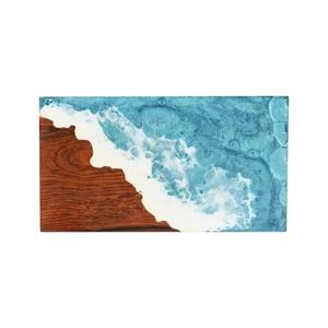 High Quality Wooden Cremation Urn with Epoxy Ocean Resin Design American Style <b>Memorial</b> Urn <b>Box</b> for Human Ashes - Product Image 4