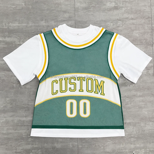 Camisetas Unisex de Verano Estilo Urbano con Logo Personalizado, 100% Algodón, Corte Cuadrado, Camisetas de Fútbol con Malla Estampada para Hombre - Product Image 3