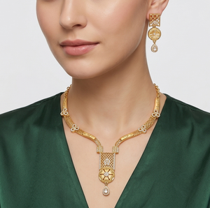 ดิวิโร ลักชัวรีชุดสร้อยคอและต่างหูแบบคลาสสิกชุบทอง 24K ปรับความยาวได้ เหมาะสำหรับผู้หญิง งานแต่งงาน งานปาร์ตี้ และทุกโอกาส - Product Image 2